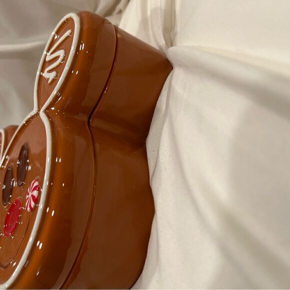 Disney Mickey Mouse Gingerbread Candy Dish Holiday Treats Lidded Storage NWT 🍬 - Picture 4 of 10